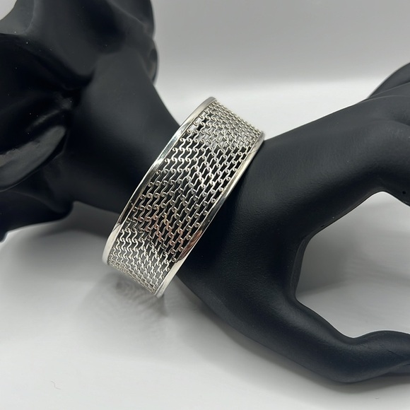 Vintage Sterling Silver Mesh Cuff Bracelet - Picture 1 of 6